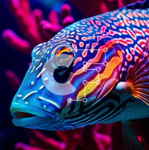 Intra Συλλεκτικό Ξύλινο Παζλ Plywood  4mm - Πολύχρωμα ψάρια που κολυμπούν ανάμεσα στα κοράλλια στο ενυδρείο Σε Ξύλινο Κουτί - Διαστάσεις: 10x10 cm – 25 κομμάτια - Image 1