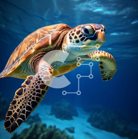 Intra Συλλεκτικό Ξύλινο Παζλ Plywood  4mm - Χελώνα που κολυμπά στον ωκεανό κοντά σε βράχους και κοραλλιογενείς υφάλους Σε Ξύλινο Κουτί - Διαστάσεις: 10x10 cm – 25 κομμάτια - Image 1