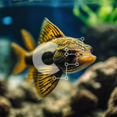 Intra Συλλεκτικό Ξύλινο Παζλ Plywood  4mm - Υγιή ψάρια στο ενυδρείο με βράχους και φυτά Σε Ξύλινο Κουτί - Διαστάσεις: 10x10 cm – 25 κομμάτια - Image 1