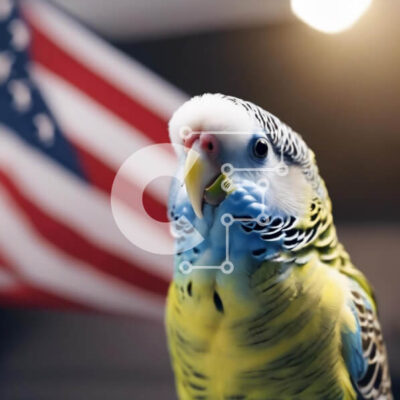 Intra Συλλεκτικό Ξύλινο Παζλ Plywood 4mm - Πολύχρωμο παπαγάλος με αμερικανική σημαία Σε Ξύλινο Κουτί - Διαστάσεις: 10x10 cm – 25 κομμάτια - Image 1