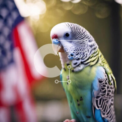 Intra Συλλεκτικό Ξύλινο Παζλ Plywood  4mm - Πολύχρωμος παπαγάλος σκαρφαλωμένος στην αμερικανική σημαία Σε Ξύλινο Κουτί - Διαστάσεις: 10x10 cm – 25 κομμάτια - Image 1