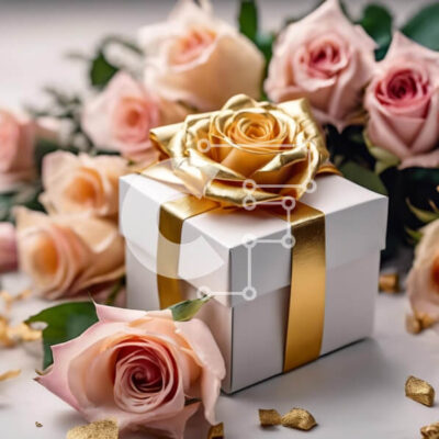 Intra Συλλεκτικό Ξύλινο Παζλ Plywood 4mm - Ρομαντικό κουτί δώρου με ροζ τριαντάφυλλα Σε Ξύλινο Κουτί - Διαστάσεις: 10x10 cm – 25 κομμάτια - Image 1