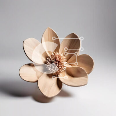 Intra Συλλεκτικό Ξύλινο Παζλ Plywood  4mm - Ξύλινο γλυπτό λουλουδιών σε άσπρο φόντο Σε Ξύλινο Κουτί - Διαστάσεις: 10x10 cm – 25 κομμάτια - Image 1