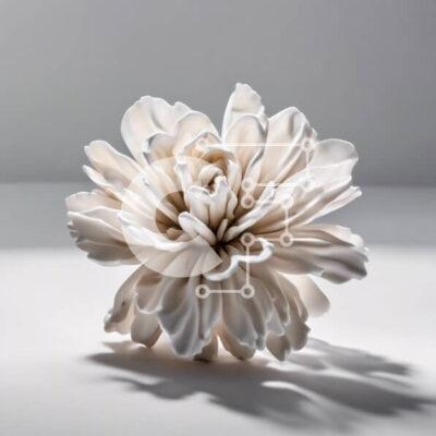 Intra Συλλεκτικό Ξύλινο Παζλ Plywood  4mm - Λευκό κεραμικό λουλούδι σε άδειο τραπέζι Σε Ξύλινο Κουτί - Διαστάσεις: 10x10 cm – 25 κομμάτια - Image 1