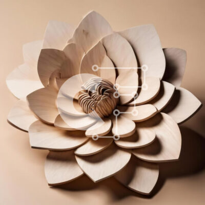 Intra Συλλεκτικό Ξύλινο Παζλ Plywood  4mm - Ξύλινο γλυπτό λουλουδιών σε υπόλευκο φόντο Σε Ξύλινο Κουτί - Διαστάσεις: 10x10 cm – 25 κομμάτια - Image 1