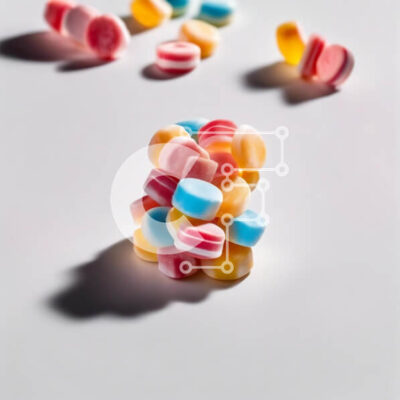 Intra Συλλεκτικό Ξύλινο Παζλ Plywood  4mm - Πολύχρωμα καλάμια καραμελών και σπασμένα κομμάτια στο τραπέζι Σε Ξύλινο Κουτί - Διαστάσεις: 10x10 cm – 25 κομμάτια - Image 1