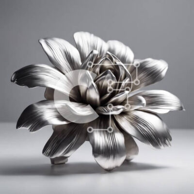 Intra Συλλεκτικό Ξύλινο Παζλ Plywood  4mm - Ασημένιο γλυπτό λουλουδιών στο τραπέζι Σε Ξύλινο Κουτί - Διαστάσεις: 10x10 cm – 25 κομμάτια - Image 1