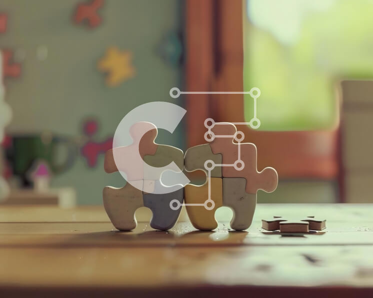 Intra Συλλεκτικό Ξύλινο Παζλ Plywood  4mm - Σπασμένα ξύλινα κομμάτια παζλ και κλειδιά στο τραπέζι Σε Ξύλινο Κουτί - Διαστάσεις: 10x10 cm – 25 κομμάτια