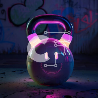 Intra Συλλεκτικό Ξύλινο Παζλ Plywood  4mm - Kettlebell με χαμογελαστό πρόσωπο δίπλα σε γκράφιτι Σε Ξύλινο Κουτί - Διαστάσεις: 10x10 cm – 25 κομμάτια - Image 1