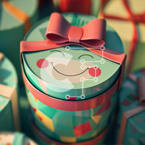 Intra Συλλεκτικό Ξύλινο Παζλ Plywood  4mm - Πολύχρωμα κουτιά δώρων με φιόγκους και χαμογελαστά πρόσωπα Σε Ξύλινο Κουτί - Διαστάσεις: 10x10 cm – 25 κομμάτια - Image 1