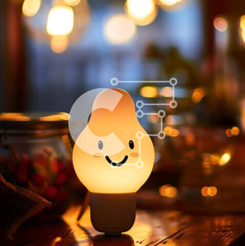 Intra Συλλεκτικό Ξύλινο Παζλ Plywood  4mm - Μικρό χαμογελαστό λαμπάκι σε ξύλινο τραπέζι Σε Ξύλινο Κουτί - Διαστάσεις: 10x10 cm – 25 κομμάτια - Image 1