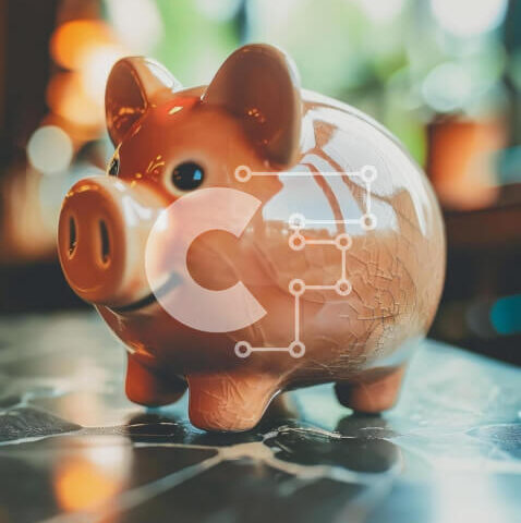 Intra Συλλεκτικό Ξύλινο Παζλ Plywood  4mm - Καλοδιατηρημένος Brown Piggy Bank στο τραπέζι Σε Ξύλινο Κουτί - Διαστάσεις: 10x10 cm – 25 κομμάτια - Image 1