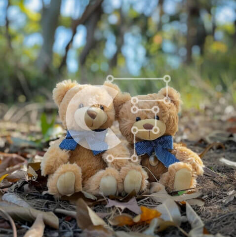 Intra Συλλεκτικό Ξύλινο Παζλ Plywood  4mm - Αρκουδάκια στο δάσος με μπλε παπιγιόν Σε Ξύλινο Κουτί - Διαστάσεις: 10x10 cm – 25 κομμάτια - Image 1