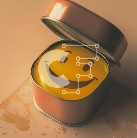 Intra Συλλεκτικό Ξύλινο Παζλ Plywood  4mm - Τσιγκένιο κουτάκι Smiley Face με καραμέλα ή σνακ Σε Ξύλινο Κουτί - Διαστάσεις: 10x10 cm – 25 κομμάτια - Image 1