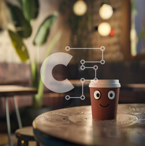 Intra Συλλεκτικό Ξύλινο Παζλ Plywood 4mm - Φλιτζάνι καφέ με χαμογελαστό πρόσωπο σε ξύλινο τραπέζι στην τραπεζαρία Σε Ξύλινο Κουτί - Διαστάσεις Puzzle: 10x10 cm – 25 κομμάτια - Image 1