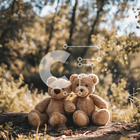 Intra Συλλεκτικό Ξύλινο Παζλ Plywood  4mm - Δύο αρκουδάκια αγκαλιάζονται σε ένα κούτσουρο στο δάσος Σε Ξύλινο Κουτί - Διαστάσεις: 10x10 cm – 25 κομμάτια - Image 1