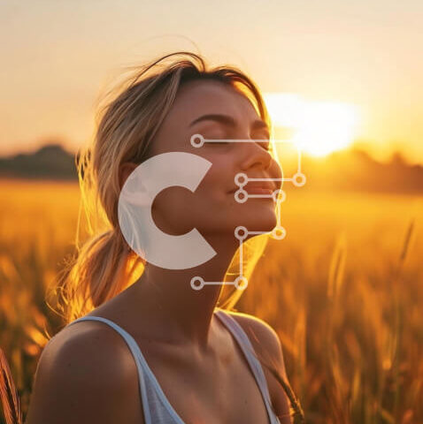 Intra Συλλεκτικό Ξύλινο Παζλ Plywood  4mm - Γυναίκα που στέκεται σε ένα χωράφι σίτου στο ηλιοβασίλεμα με κλειστά μάτια Σε Ξύλινο Κουτί - Διαστάσεις: 10x10 cm – 25 κομμάτια - Image 1