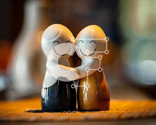 Intra Συλλεκτικό Ξύλινο Παζλ Plywood  4mm - Ειδώλια ζευγαριού που αγκαλιάζονται στην οθόνη με μικρά αντικείμενα Σε Ξύλινο Κουτί - Διαστάσεις: 10x10 cm – 25 κομμάτια