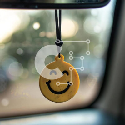 Intra Συλλεκτικό Ξύλινο Παζλ Plywood  4mm - Κίτρινο χαμογελαστό αποσμητικό χώρου κρέμεται στο αυτοκίνητο Σε Ξύλινο Κουτί - Διαστάσεις Puzzle: 10x10 cm – 25 κομμάτια - Image 1