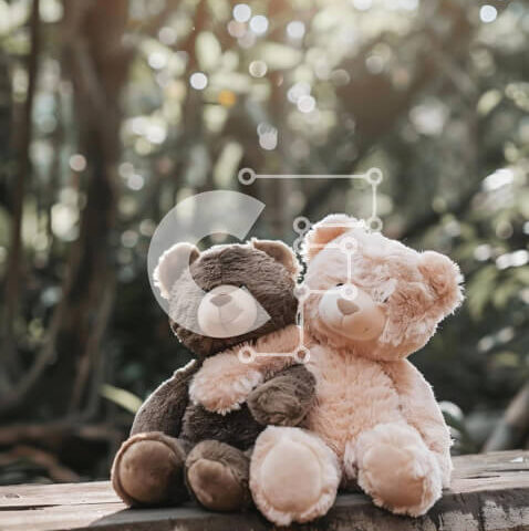 Intra Συλλεκτικό Ξύλινο Παζλ Plywood  4mm - Δύο αρκουδάκια στριμώχνονται σε ξύλινο πάγκο στο δάσος Σε Ξύλινο Κουτί - Διαστάσεις: 10x10 cm – 25 κομμάτια - Image 1