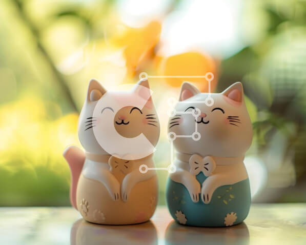 Intra Συλλεκτικό Ξύλινο Παζλ Plywood  4mm - Ειδώλια χαμογελαστών γατών στο τραπέζι από ανοιχτό παράθυρο Σε Ξύλινο Κουτί - Διαστάσεις: 10x10 cm – 25 κομμάτια