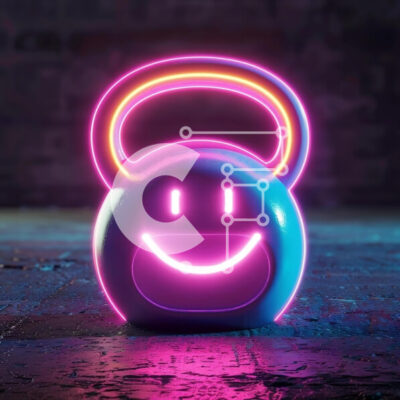 Intra Συλλεκτικό Ξύλινο Παζλ Plywood 4mm - Πολύχρωμο χαμογελαστό Kettlebell με φώτα νέον Σε Ξύλινο Κουτί - Διαστάσεις Puzzle: 10x10 cm – 25 κομμάτια - Image 1