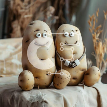 Intra Συλλεκτικό Ξύλινο Παζλ Plywood  4mm - Ειδώλια από πατάτα ντυμένα για πάρτι αρραβώνων ή δεξίωση γάμου Σε Ξύλινο Κουτί - Διαστάσεις Puzzle: 10x10 cm – 25 κομμάτια - Image 1