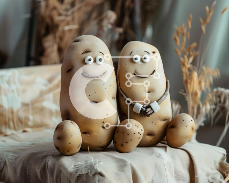 Intra Συλλεκτικό Ξύλινο Παζλ Plywood  4mm - Ειδώλια από πατάτα ντυμένα για πάρτι αρραβώνων ή δεξίωση γάμου Σε Ξύλινο Κουτί - Διαστάσεις Puzzle: 10x10 cm – 25 κομμάτια