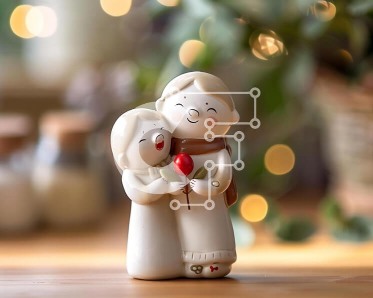 Intra Συλλεκτικό Ξύλινο Παζλ Plywood  4mm - Ειδώλιο ηλικιωμένου ζευγαριού που αγκαλιάζεται μπροστά από τα φώτα Σε Ξύλινο Κουτί - Διαστάσεις: 10x10 cm – 25 κομμάτια