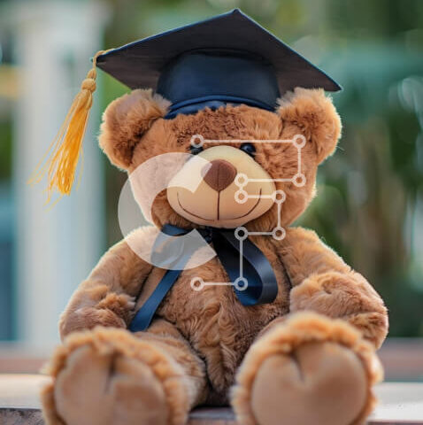 Intra Συλλεκτικό Ξύλινο Παζλ Plywood  4mm - Αρκουδάκι αποφοίτησης σε συγκεκριμένα σκαλοπάτια Σε Ξύλινο Κουτί - Διαστάσεις Puzzle: 10x10 cm – 25 κομμάτια - Image 1