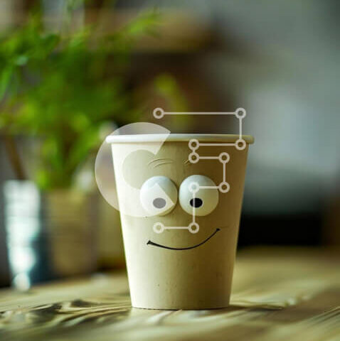 Intra Συλλεκτικό Ξύλινο Παζλ Plywood  4mm - Χάρτινο κύπελλο με μάτια Googly Σε Ξύλινο Κουτί - Διαστάσεις: 10x10 cm – 25 κομμάτια - Image 1