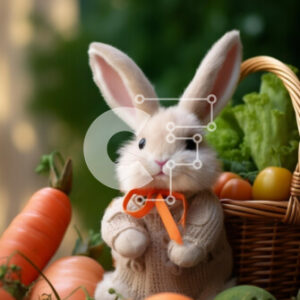 Intra Συλλεκτικό Ξύλινο Παζλ Plywood  4mm - Πασχαλινό λαγουδάκι με λαχανικά και φρούτα Σε Ξύλινο Κουτί - Διαστάσεις: 10x10 cm – 25 κομμάτια