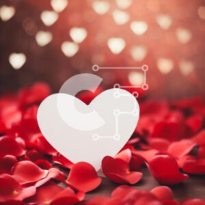 Intra Συλλεκτικό Ξύλινο Παζλ Plywood  4mm - Ρομαντικό χαρτί σε σχήμα καρδιάς και κόκκινο ροδοπέταλα Σε Ξύλινο Κουτί - Διαστάσεις: 10x10 cm – 25 κομμάτια