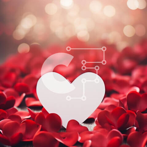 Intra Συλλεκτικό Ξύλινο Παζλ Plywood  4mm - Λευκό χαρτί σε σχήμα καρδιάς σε κόκκινα ροδοπέταλα για την ημέρα του Αγίου Βαλεντίνου Σε Ξύλινο Κουτί - Διαστάσεις: 10x10 cm – 25 κομμάτια - Image 1