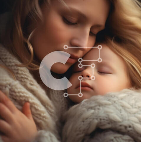 Intra Συλλεκτικό Ξύλινο Παζλ Plywood 4mm - Μητέρα και παιδί στριμώχνονταν μαζί με ένα κομψό πουλόβερ Σε Ξύλινο Κουτί - Διαστάσεις Puzzle: 10x10 cm – 25 κομμάτια - Image 1