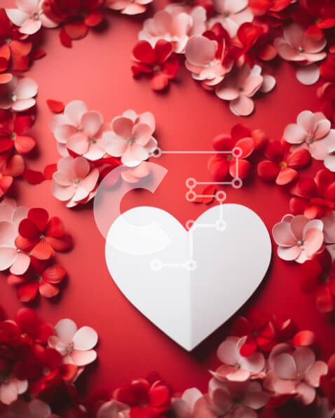 Intra Συλλεκτικό Ξύλινο Παζλ Plywood  4mm - Καρδιά Λευκής Βίβλου που περιβάλλεται από κόκκινα και ροζ λουλούδια Σε Ξύλινο Κουτί - Διαστάσεις Puzzle: 10x10 cm – 25 κομμάτια