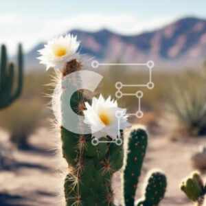 Intra Συλλεκτικό Ξύλινο Παζλ Plywood  4mm - Φυτά κάκτων στην έρημο με λευκά λουλούδια Σε Ξύλινο Κουτί - Διαστάσεις: 10x10 cm – 25 κομμάτια