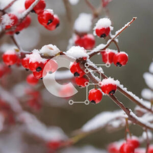 Intra Συλλεκτικό Ξύλινο Παζλ Plywood  4mm - Χιονισμένο κλαδί Red Berry το χειμώνα Σε Ξύλινο Κουτί - Διαστάσεις: 10x10 cm – 25 κομμάτια