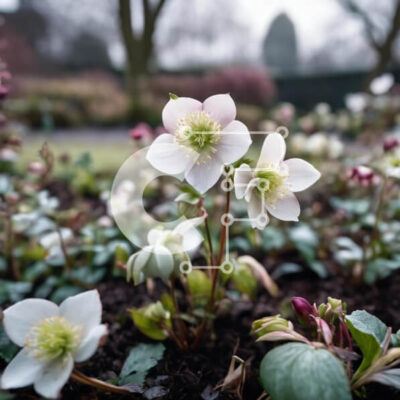 Intra Συλλεκτικό Ξύλινο Παζλ Plywood  4mm - Λευκά και ροζ λουλούδια στον κήπο Σε Ξύλινο Κουτί - Διαστάσεις: 10x10 cm – 25 κομμάτια - Image 1