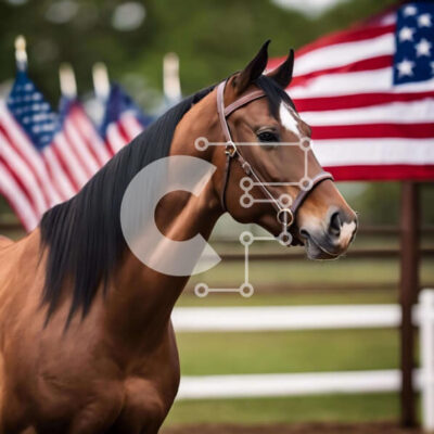 Intra Συλλεκτικό Ξύλινο Παζλ Plywood  4mm - Καφέ άλογο με αμερικανικές σημαίες Σε Ξύλινο Κουτί - Διαστάσεις: 10x10 cm – 25 κομμάτια - Image 1