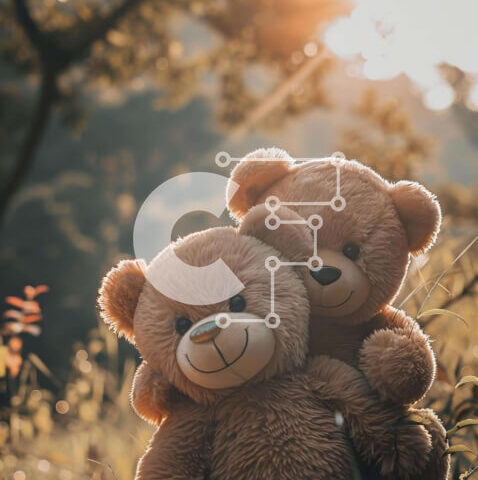 Intra Συλλεκτικό Ξύλινο Παζλ Plywood  4mm - Teddy Bears αγκαλιάζονται σε ένα χορταριασμένο χωράφι με τον ήλιο στο φόντο Σε Ξύλινο Κουτί - Διαστάσεις Puzzle: 10x10 cm – 25 κομμάτια - Image 1