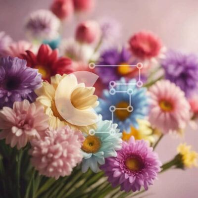 Intra Συλλεκτικό Ξύλινο Παζλ Plywood 4mm - Πολύχρωμο μπουκέτο λουλουδιών με μαργαρίτες, ηλίανθους και ασφόδελους Σε Ξύλινο Κουτί - Διαστάσεις: 10x10 cm – 25 κομμάτια - Image 1