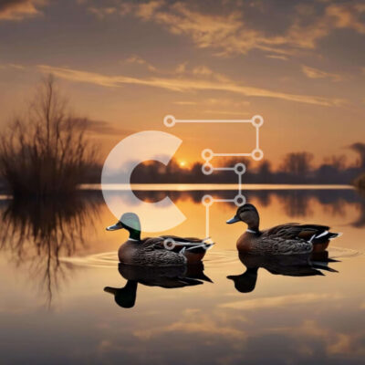 Intra Συλλεκτικό Ξύλινο Παζλ Plywood 4mm - Πάπιες που κολυμπούν σε μια λίμνη στο ηλιοβασίλεμα Σε Ξύλινο Κουτί - Διαστάσεις: 10x10 cm – 25 κομμάτια - Image 1