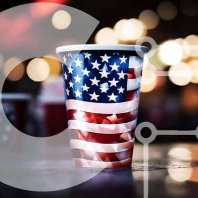 Intra Συλλεκτικό Ξύλινο Παζλ Plywood  4mm - Κόκκινο, λευκό και μπλε χάρτινο κύπελλο αμερικανικής σημαίας Σε Ξύλινο Κουτί - Διαστάσεις: 10x10 cm – 25 κομμάτια - Image 1