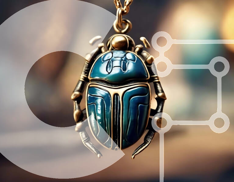 Intra Συλλεκτικό Ξύλινο Παζλ Plywood  4mm - Κρεμαστά σκουλαρίκια από χρυσό και μπλε σκαραβαίο σκαθάρι Σε Ξύλινο Κουτί - Διαστάσεις Puzzle: 10x10 cm – 25 κομμάτια