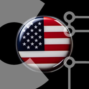 Intra Συλλεκτικό Ξύλινο Παζλ Plywood  4mm - Στρογγυλό κουμπί με τη σημαία των Ηνωμένων Πολιτειών της Αμερικής Σε Ξύλινο Κουτί - Διαστάσεις: 10x10 cm – 25 κομμάτια