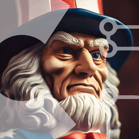 Intra Συλλεκτικό Ξύλινο Παζλ Plywood 4mm - Κοντινό πλάνο του αγάλματος του θείου με τα χρώματα της αμερικανικής σημαίας Σε Ξύλινο Κουτί - Διαστάσεις Puzzle: 10x10 cm – 25 κομμάτια - Image 1