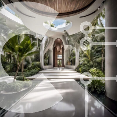 Intra Συλλεκτικό Ξύλινο Παζλ Plywood  4mm - Κυκλικός διάδρομος με φοίνικες και καρέκλες Σε Ξύλινο Κουτί - Διαστάσεις Puzzle: 10x10 cm – 25 κομμάτια - Image 1