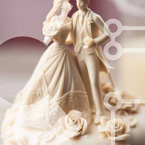 Intra Συλλεκτικό Ξύλινο Παζλ Plywood  4mm - Γαμήλια τούρτα με ειδώλια νύφης και γαμπρού Σε Ξύλινο Κουτί - Διαστάσεις: 10x10 cm – 25 κομμάτια - Image 1