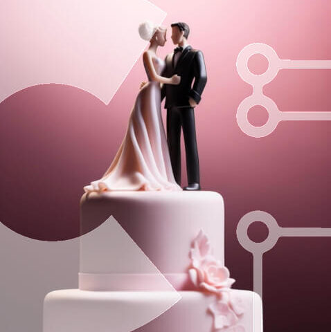 Intra Συλλεκτικό Ξύλινο Παζλ Plywood 4mm - Ρομαντικό κάλυμμα γαμήλιας τούρτας με φιλιά νύφης και γαμπρού Σε Ξύλινο Κουτί - Διαστάσεις: 10x10 cm – 25 κομμάτια - Image 1